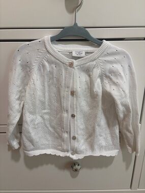 White Eyelet Hust and Claire Knit Button-Front Cardigan | 12m | cotton | danish